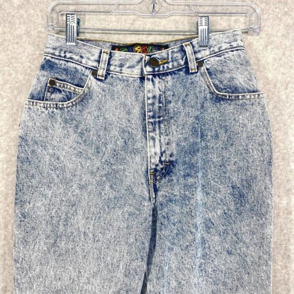 VTG Sasson Women's Blue Jeans Acid Wash Mom Zip Ankle High Waisted 80s Jr 5 - Picture 4 of 13